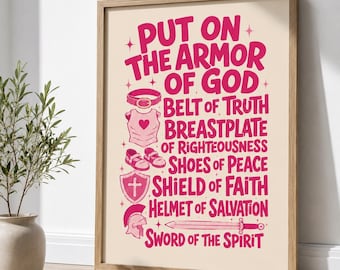 Armor of God Poster, Bible Verse Wall Art, Christian Poster, Christian Artwork, Christian Decor, Room Decor, Retro Art, Christian Wall Art
