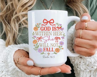 God Is Within Her Mug, Ceramic Mug, Christian Mugs, Christian Mug, Christian Gifts, Bible verse, Scripture Mugs, Christian Coffee Cup