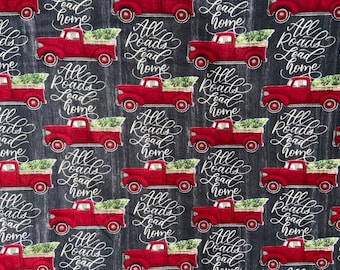 All Roads Lead Home Truck Flannel Fabric sold by the yard - 100% Cotton