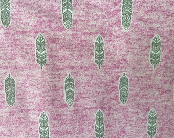 Feathers Pink Heather Flannel Fabric sold by the yard - 100% Cotton