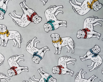 Dogs with Scarves Flannel Fabric sold by the yard - 100% Cotton