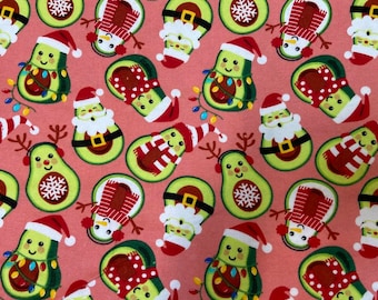 Avochristmas Flannel Fabric sold by the fat quarter and yard - 100% Cotton