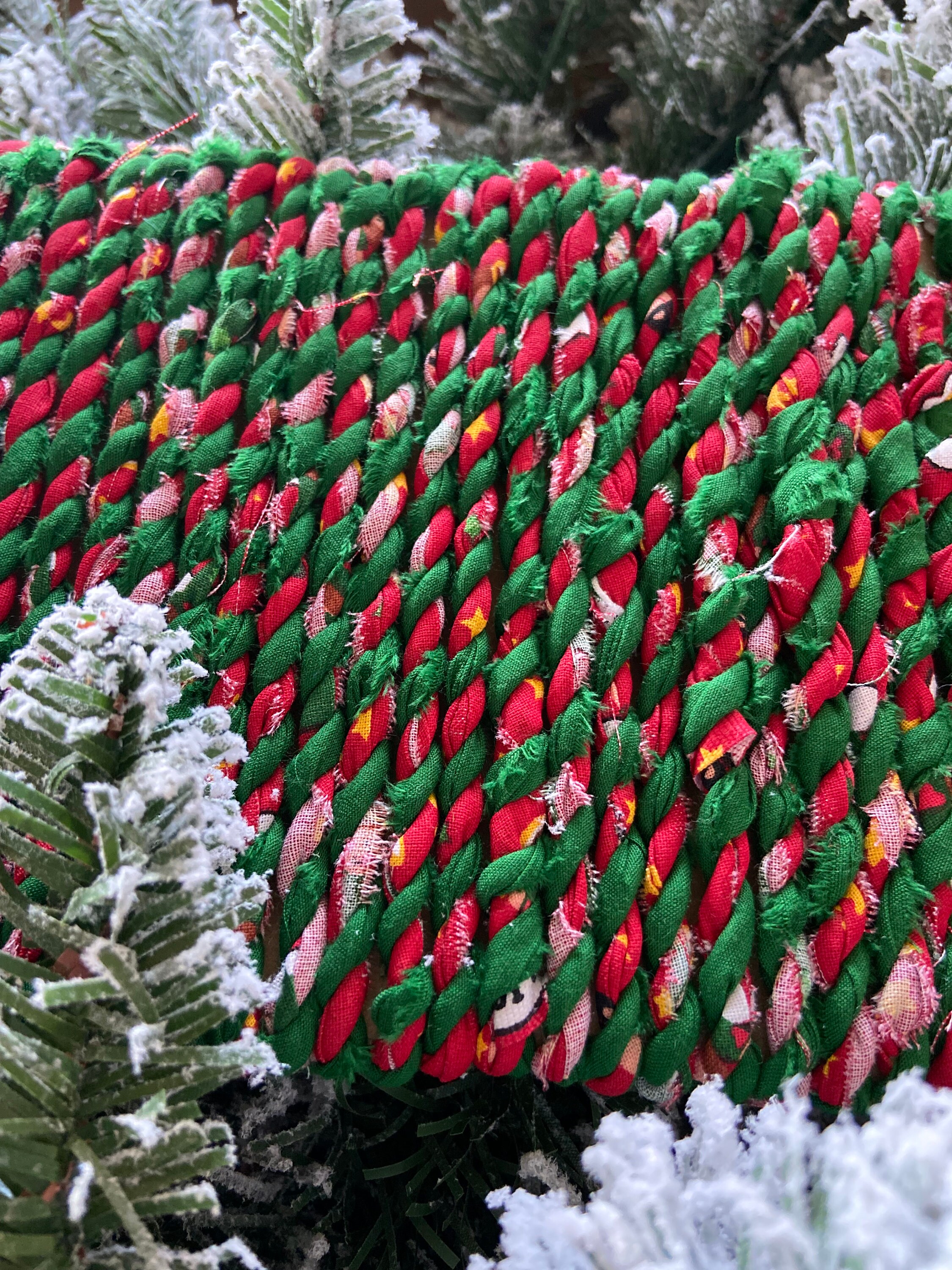 Hand Twisted Fabric Twine Christmas Garland Upcycled Fabric Etsy