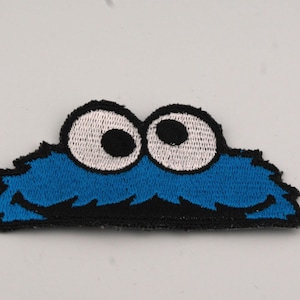 Blue Fuzzy Monster Eyes Patch - Funny Iron On Applique - Cute Costume Detail