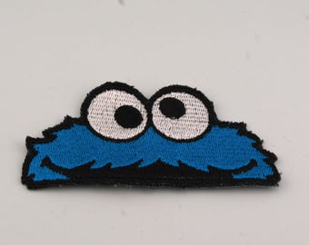 Blue Fuzzy Monster Eyes Patch - Funny Iron On Applique - Cute Costume Detail