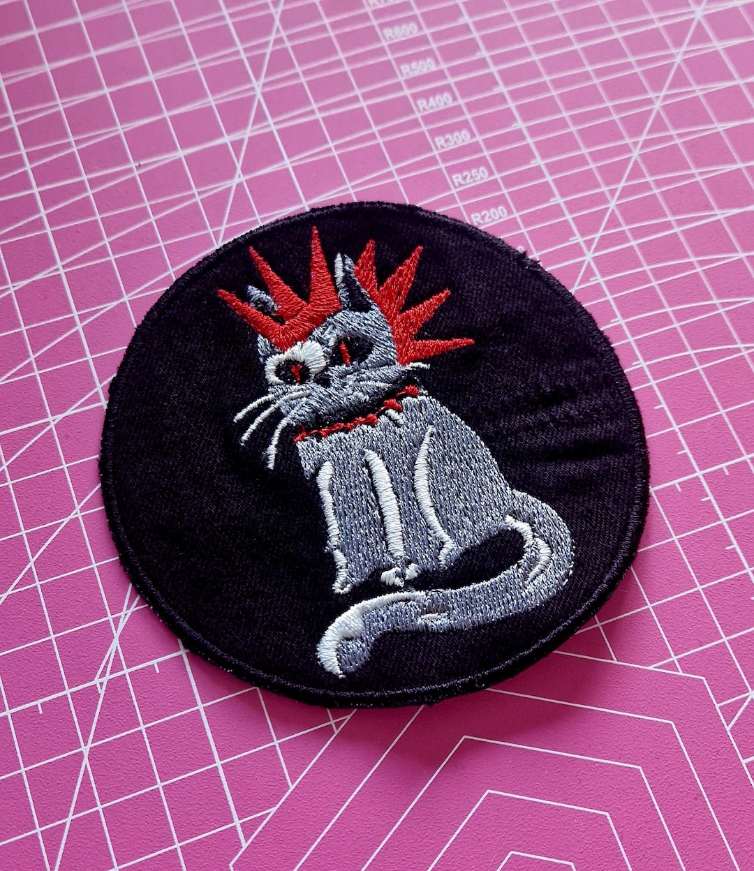 Punk Cat Patch | Embroidered Cat Patch | Iron-on & Sew-on | Alternative ...