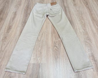 Vintage Levis 501 Beige Jeans - Made in USA 90s - W30 L34 - Rare Denim Trouser