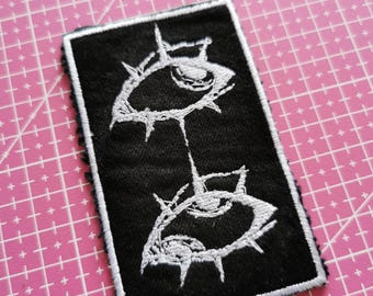 Spiky Eyes Patch, Gothic Eyes Iron-On, Sew-On Patch, Black and White, Emo Goth Aesthetic, Alternative Style, Spiked Eye Gift
