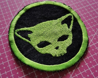 Alien Cat Skull Patch, Gothic Kitty Patch, Iron-On Patch, Sew-On Patch, Emo Goth Aesthetic, Space Cat Gift, Sci Fi Patch