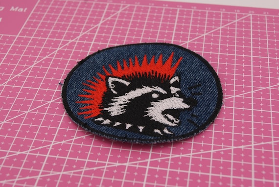 Punk Raccoon Patch, Mohawk Raccoon Iron-On, Sew-On Patch, Biker Patch, Alternative Style Gift, Funny Animal Patch, Trash Panda