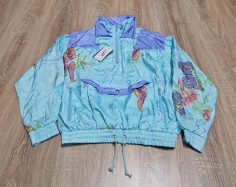 Vintage Silvy Windbreaker - 90s Pastel Anorak - Embroidered Deadstock - Festival Gift