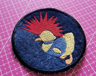 Punk Duck Patch, Embroidered Duck Iron-On, Sew-On Patch, Mohawk Bird, Biker Patch, Alternative Style, Funny Animal Patch