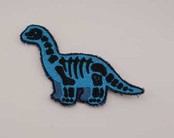 Blue Dinosaur Stegosaurus Patch | Skeleton Dinosaur Patch | Iron-On & Sew-On | 10cm x 8cm