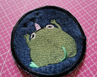 Toppa a forma di rana grassa, toppa a forma di rana kawaii da stirare, toppa da cucire, regalo per gli amanti delle rane, toppa con animali divertenti, estetica cottagecore, toppa con rospo