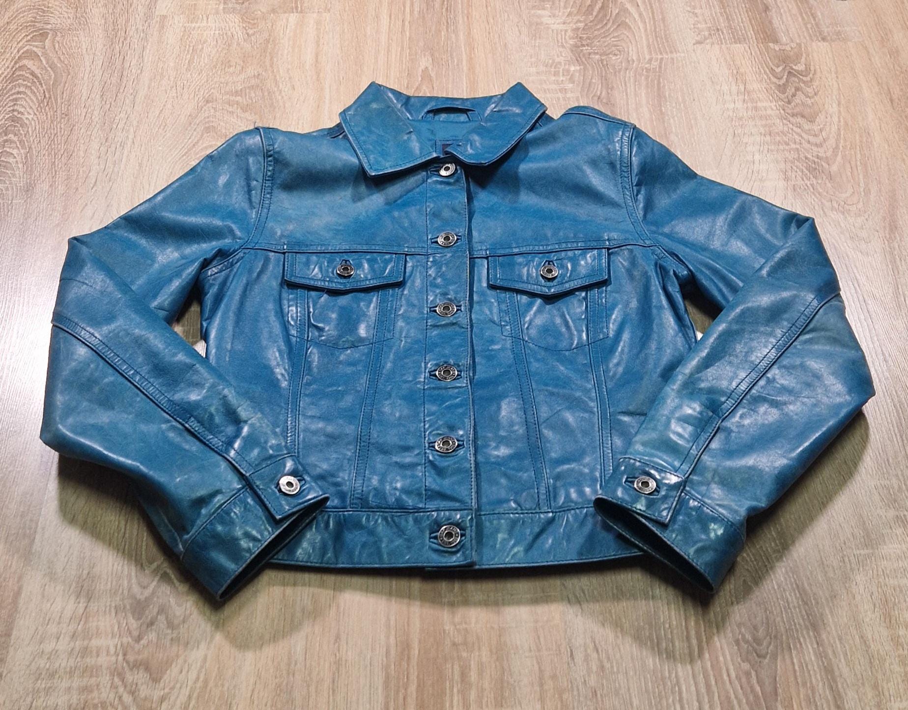 Vintage Gap Leather Trucker Jacket - Etsy
