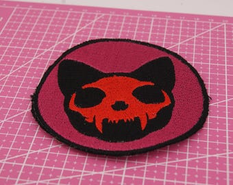 Skull Cat Patch | Cat Skeleton Patch | Gothic Patch | Iron-On & Sew-On | 10cm