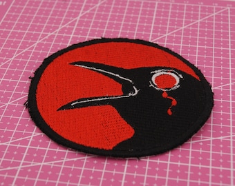 Crying Crow Patch | Raven Embroidered Patch | Goth | Dark Academia | Alternative Style | 10cm