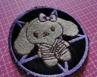 Kawaii Goth Bunny Patch, Pastel Goth Iron-On, Creepy Cute Pentagram Patch, Gothic Bunny Sew-On, Subculture Aesthetic, Unique Gift