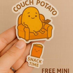Couch Potato Vinyl Sticker + Free Snack Time Mini Sticker