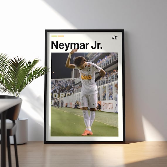 Neymar Jr. Poster, Neymar Football Wall Art, Framed Soccer Print, Brazil Decor, Sports Artwork, Neymar Poster