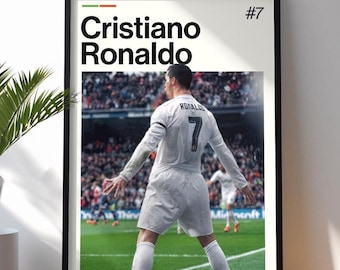 Cristiano Ronaldo Poster, Ronaldo Football Wall Art, Framed Soccer Print, Portugal Decor, Sports Artwork, CR7 Poster