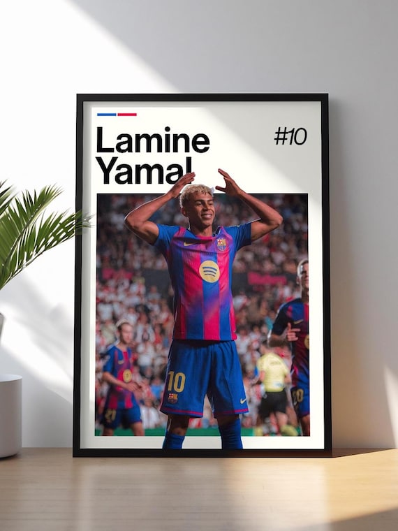 Lamine Yamal Poster | Football Wall Art | Framed Soccer Print | Sports Decor | Rising Star Artwork | Lamine Yamal