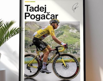 Tadej Pogačar Poster, Cycling Wall Art, Framed UCI Print, Sports Decor, Champion Artwork