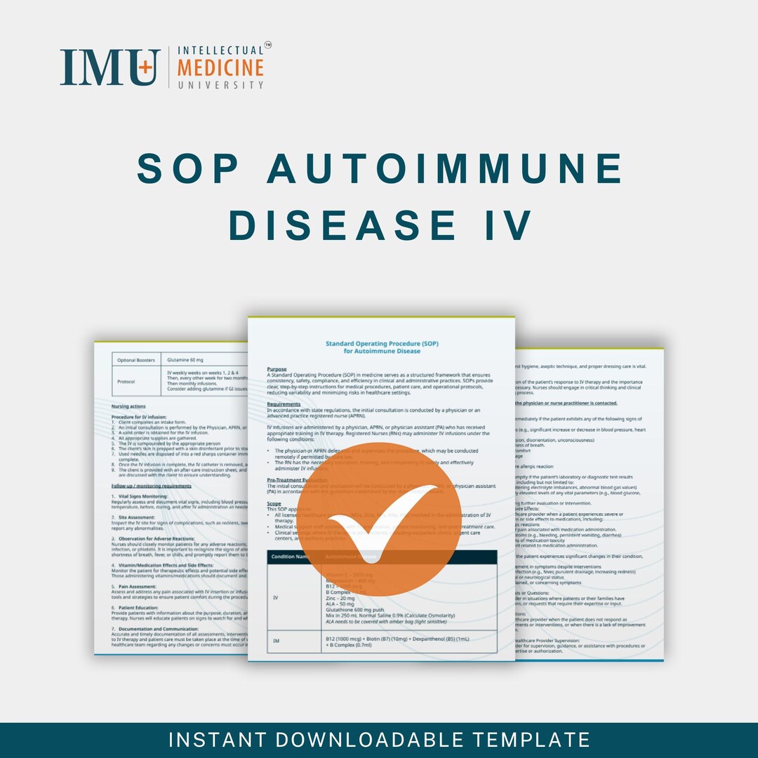 Autoimmune Disease IV Therapy SOP: Infusion Protocol for Rns (PDF ...