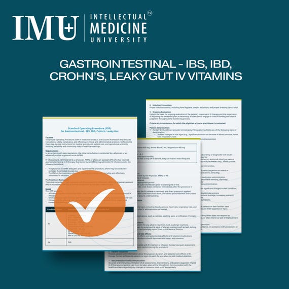 Gastrointestinal IV Therapy – IBS, IBD, Crohn's, Leaky Gut Protocol With Vitamin C, Glutamine, Glutathione & Nursing Guidelines