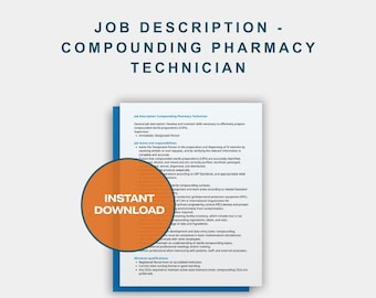 Plantilla de descripción de puesto de técnico de farmacia de preparación magistral – Preparación estéril, USP 797 (Descarga digital)