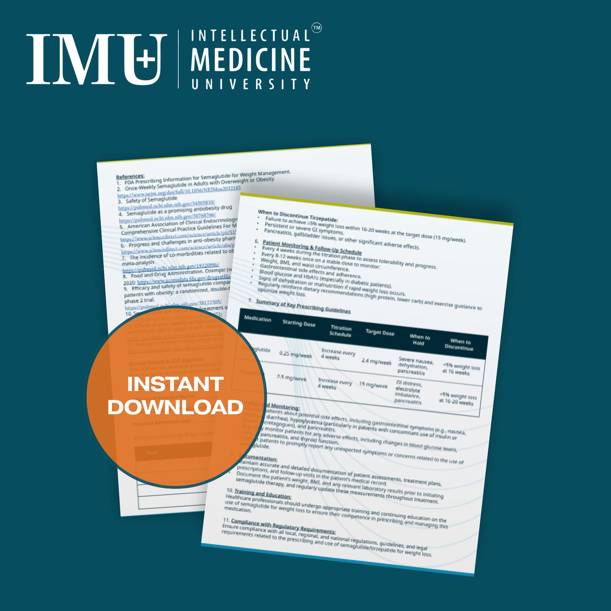 GLP-1 Weight Loss Clinical SOP: Semaglutide & Tirzepatide Protocol (PDF  Download)