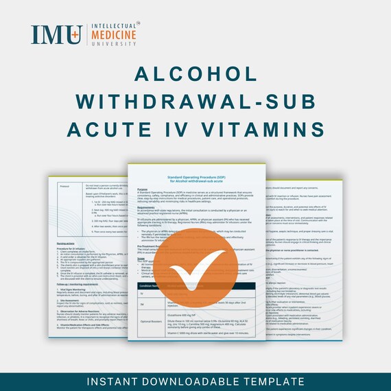 Alcohol Withdrawal IV – Sub-Acute Recovery Protocol with NAD+, Vitamin C, Magnesium, Glutathione, Detox Support & RN Guidelines