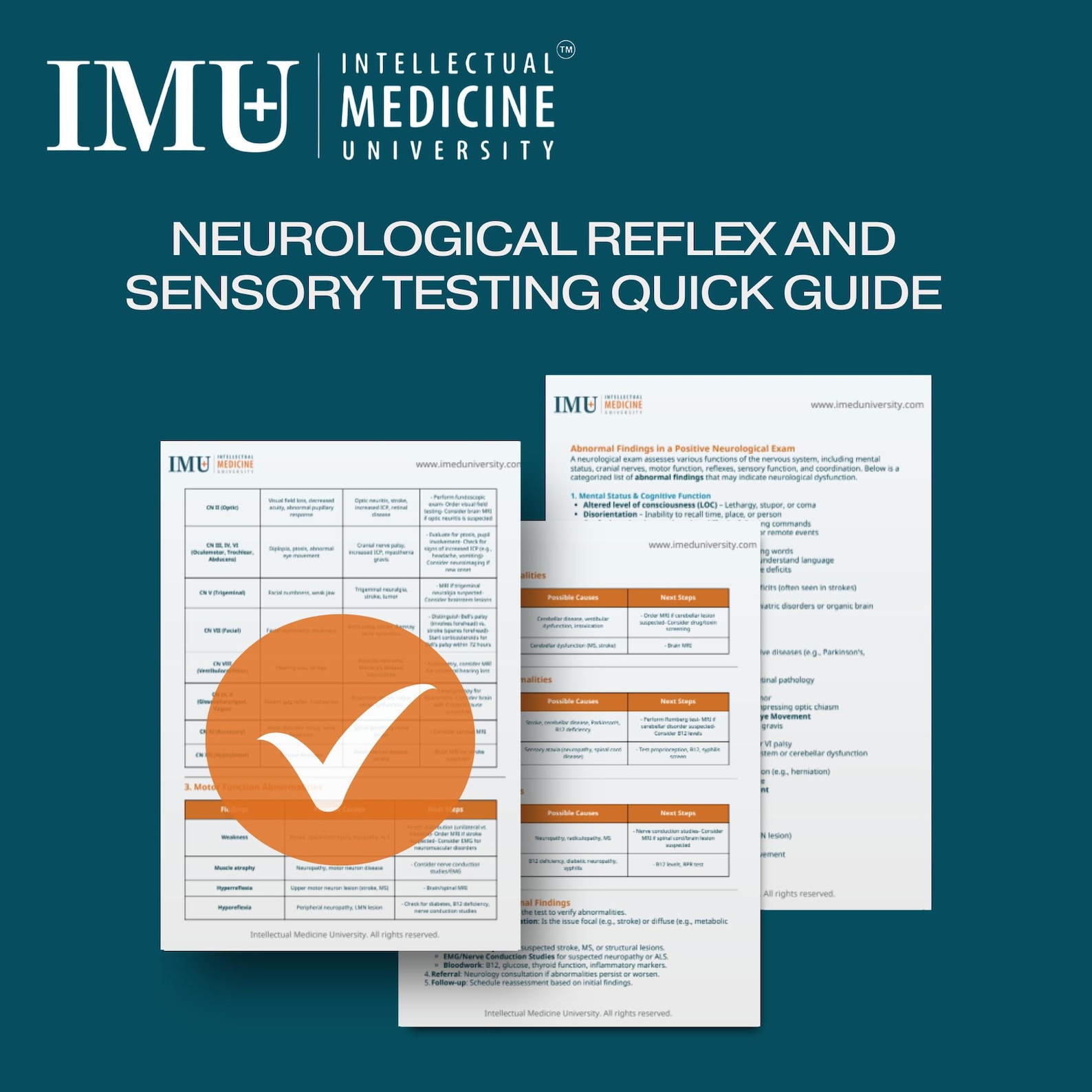 Neurological Reflex & Sensory Exam Quick Guide - Clinician Cheat Sheet ...