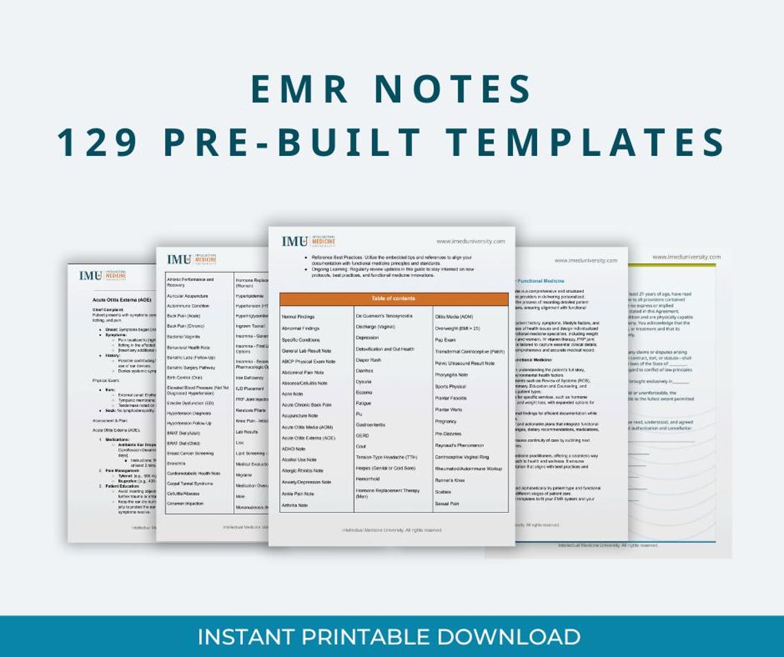 129 EMR Note Template Pre-built Templates for Conventional and ...