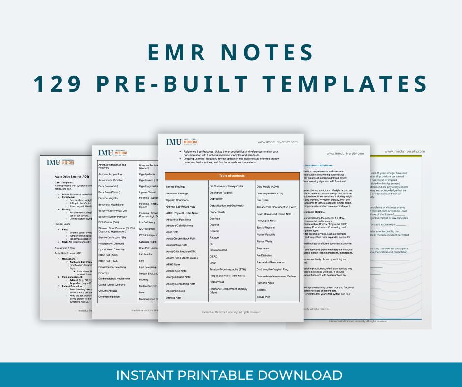 129 EMR Note Template Pre-built Templates for Conventional and ...