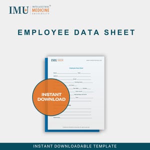 Editable Employee Data Sheet: HR Staff Information Form (Digital Download)
