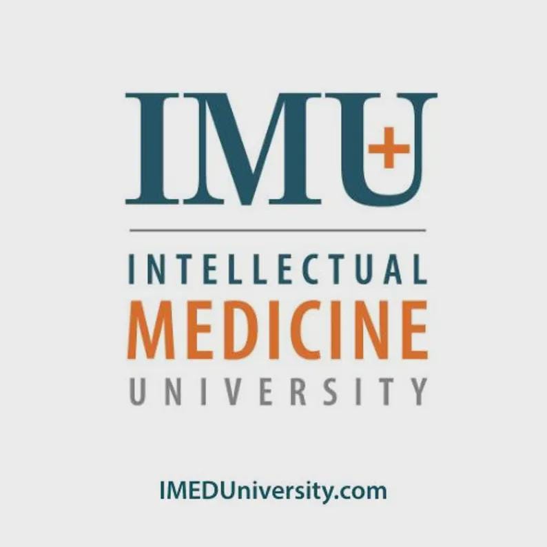 Peut inclure: Logo de l'Universit&eacute; de M&eacute;decine Intellectuelle. Le sigle &laquo; IMU &raquo; est en bleu fonc&eacute;, avec un signe plus dans le &laquo; U &raquo;. Le nom complet est en orange et gris. L'adresse du site Web, IMEDUniversity.com, est en bas.