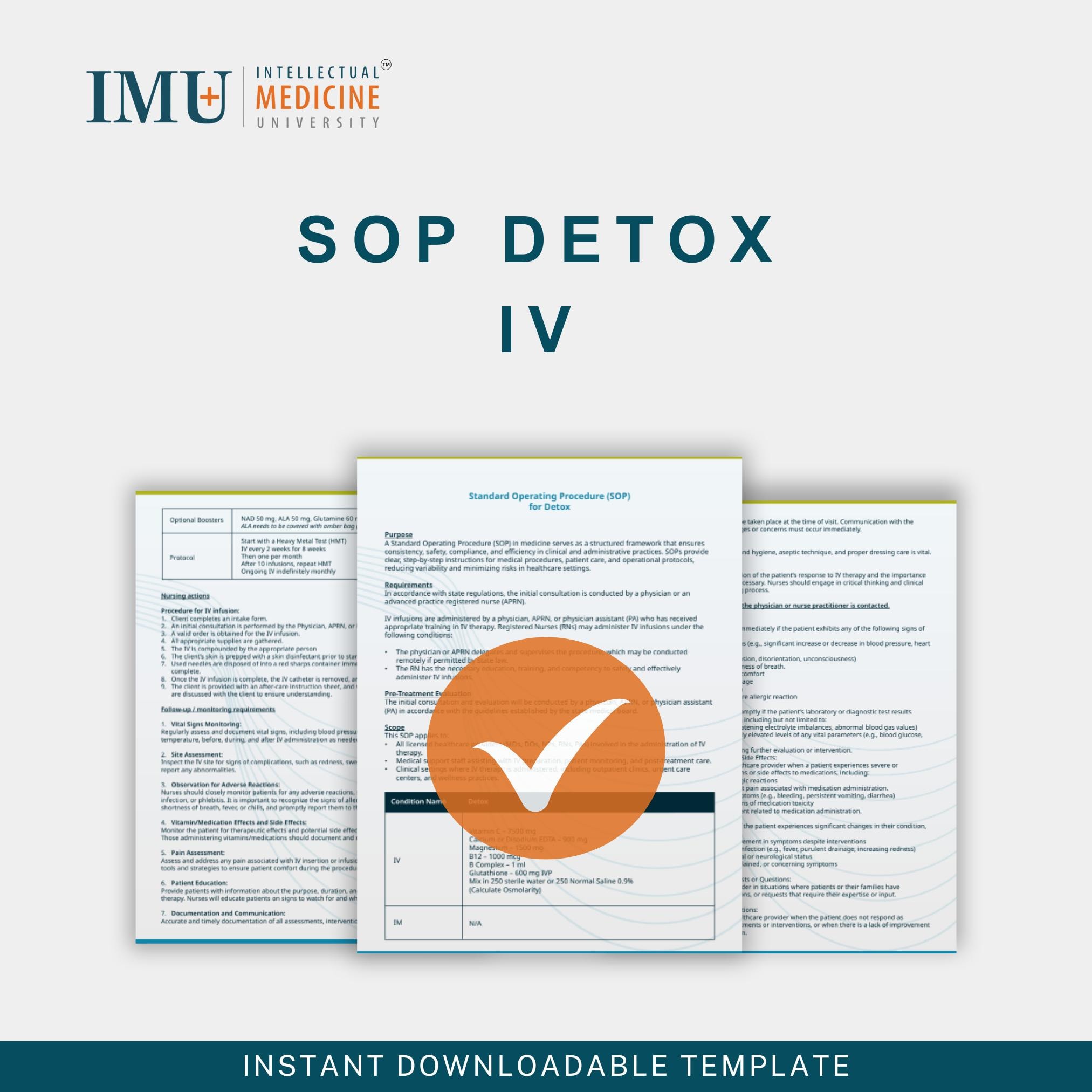 Detox IV Therapy SOP – Clinical Infusion Protocol With Glutathione, Vitamin  C, Minerals, RN Guidelines & Toxin Removal Support