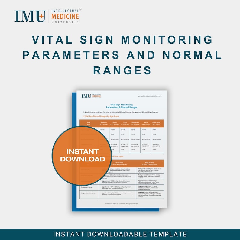 Vital Sign Monitoring Chart: Normal Ranges & Clinical Guide (PDF ...