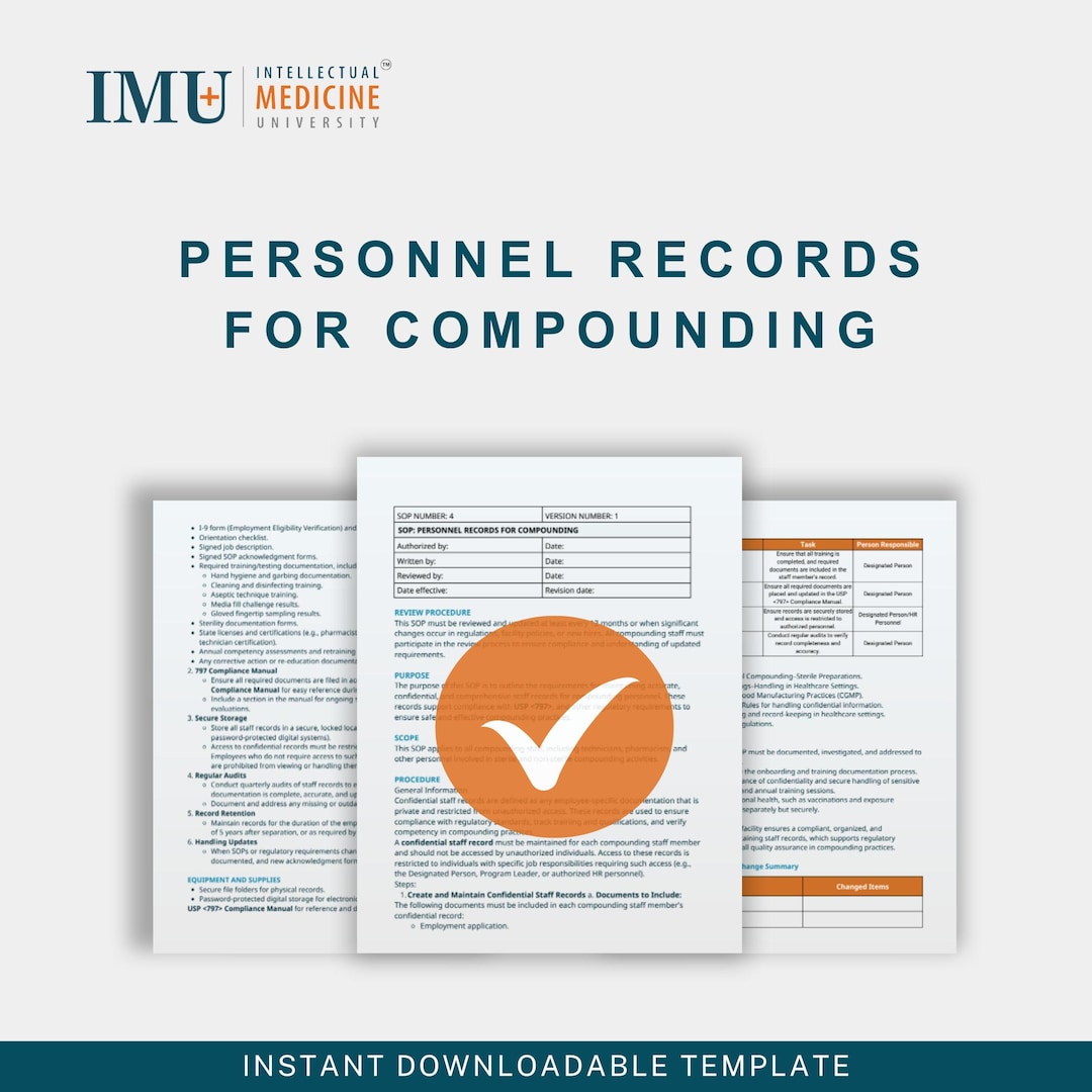 Compounding Pharmacy Personnel Records SOP – USP 797 Compliance ...
