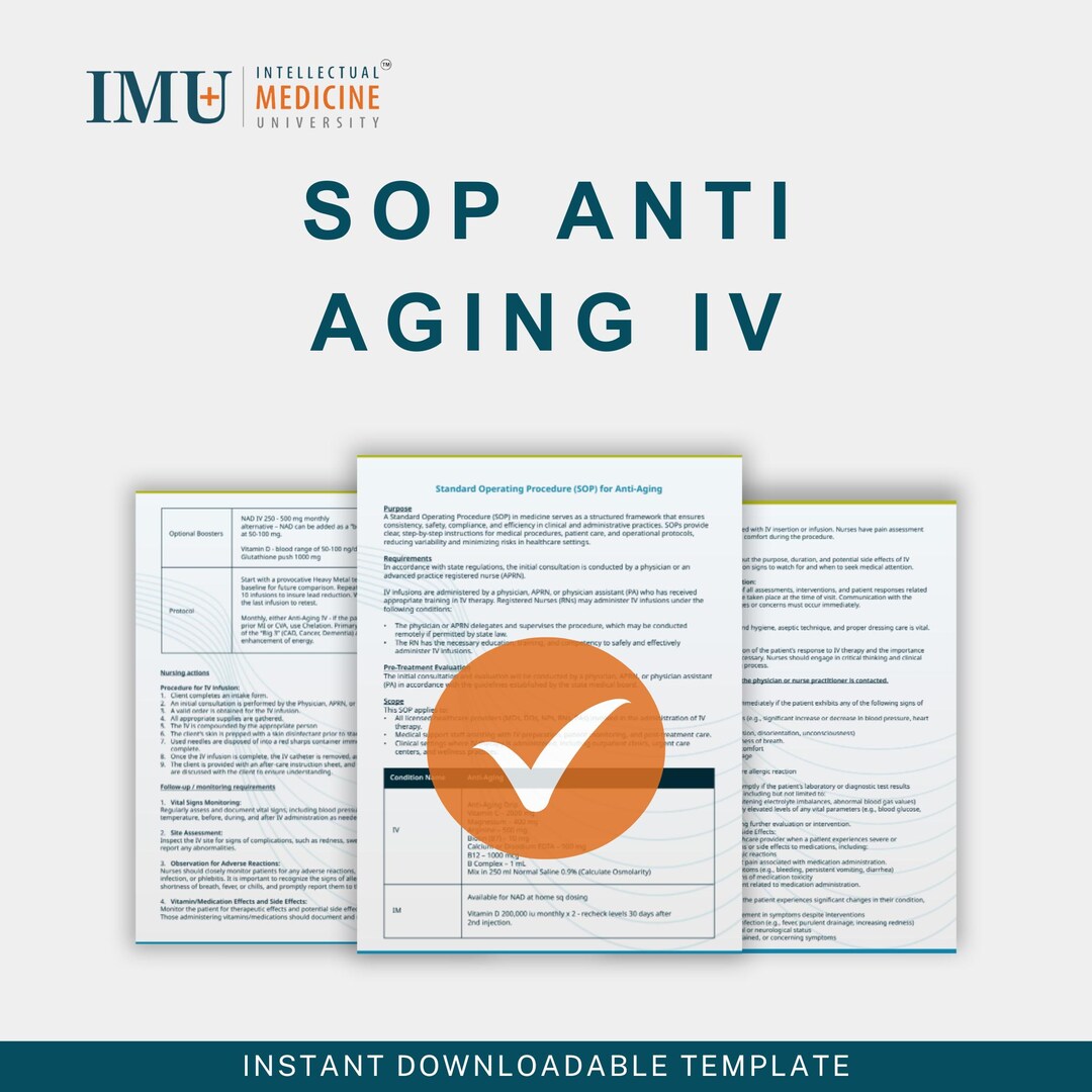 glutathione infusion protocol Anti-aging IV Therapy Protocol: NAD+, Vitamin C, Glutathione (PDF Download)