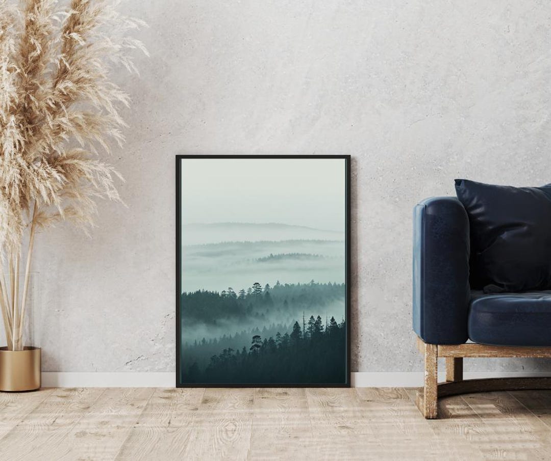 Misty Forest Poster – Foggy Landscape Wall Art – Moody Nature Print ...