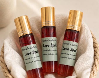 Love Spell Perfume Oil Roll On, Fruity Floral White Musk Fragrance, Handmade 10ml Body Oil, Made in USA, Feminine Scent