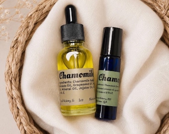 Chamomile Body Oil, Massage Oil, Bath Oil, Premixed Aromatherapy Oil, Skin Ready Chamomile Oil, 30mL Dropper or 10mL Roll On