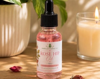 Unrefined Rosehip Oil – Lightweight Facial Moisturizer, 30ml Glass Dropper Bottle