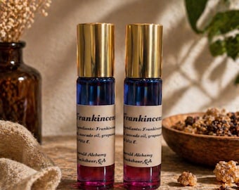 Frankincense Myrrh Perfume Oil Roller | Sacred Resin Essential Blend, Grounding Meditation Scent