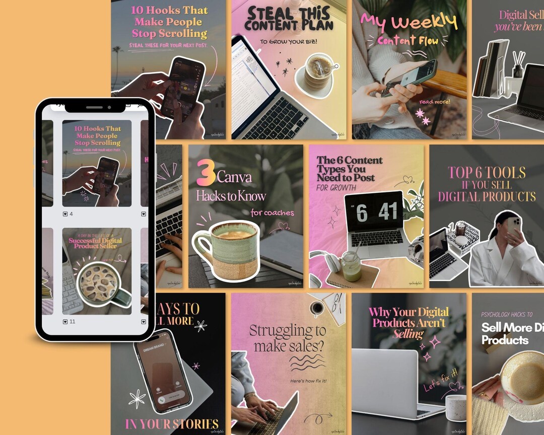 The Bloom Social Kit – 50 Canva Carousel Templates – Pink Aesthetic ...