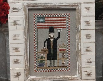 Gráfico de punto de cruz patriótico con Lincoln - Fourscore and More