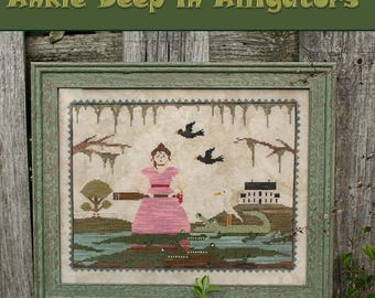 Patrón de punto de cruz - Hasta los tobillos en caimanes - descarga digital - From Bottom Designs