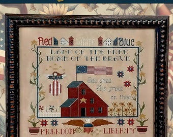 Patrón de punto de cruz patriótico digital - La luz de la libertad - Vibraciones americanas vintage - From the Bottom Designs